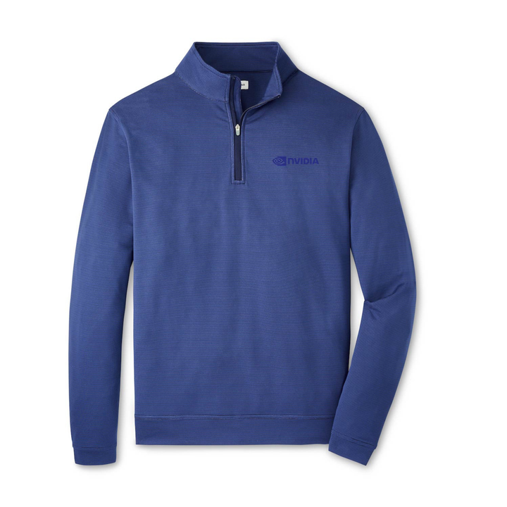 Perth Sugar Stripe Performance Quarter-Zip - Navy/ Sporty Navy