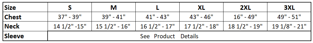 Size chart for Bad Birdie Frostbite - Granite