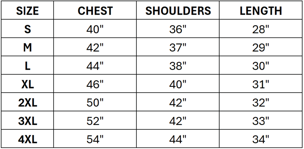 Size chart for Yatta Baby Fade Golf Polo