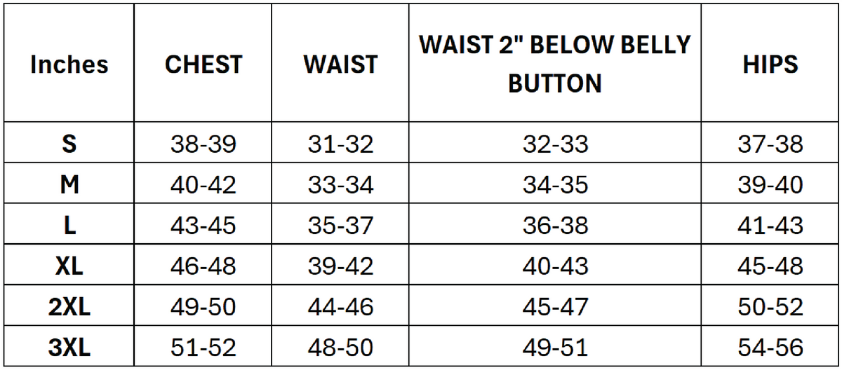 Size chart for 7Diamonds Ridge Short Sleeve Shirt